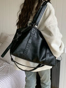 Large Capacity Black Shoulder Bags For Women Large Shopper Bag Solid Color Soft Leather Crossbody Handbags Lady Travel Tote bags
