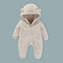 AYNIGIELL Newborn Baby Girl Hooded Jumpsuit Cartoon Cotton Baby Boy Crawling Suit Warm Baby Clothing for Autumn and Winter