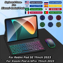 Tastaturhülle für Xiaomi Redmi Pad SE 2023 11 Zoll Spanisch Russisch Portugiesisch beleuchtete Tastaturabdeckung Funda für Mi Pad 6 Pro 11"