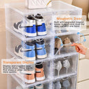 6/9/12 pack clear rack Space-Saving Magnetic Shoe Storage Box with Flip Cover, Stackable Clear Shoe Organizer for Home/Office