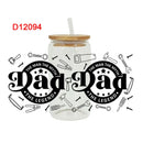 3D UV DTF Transfers Stickers 16oz Cup Wraps Dad Father's Day Printed For DIY Glass Ceramic Metal Leather Etc. D11785