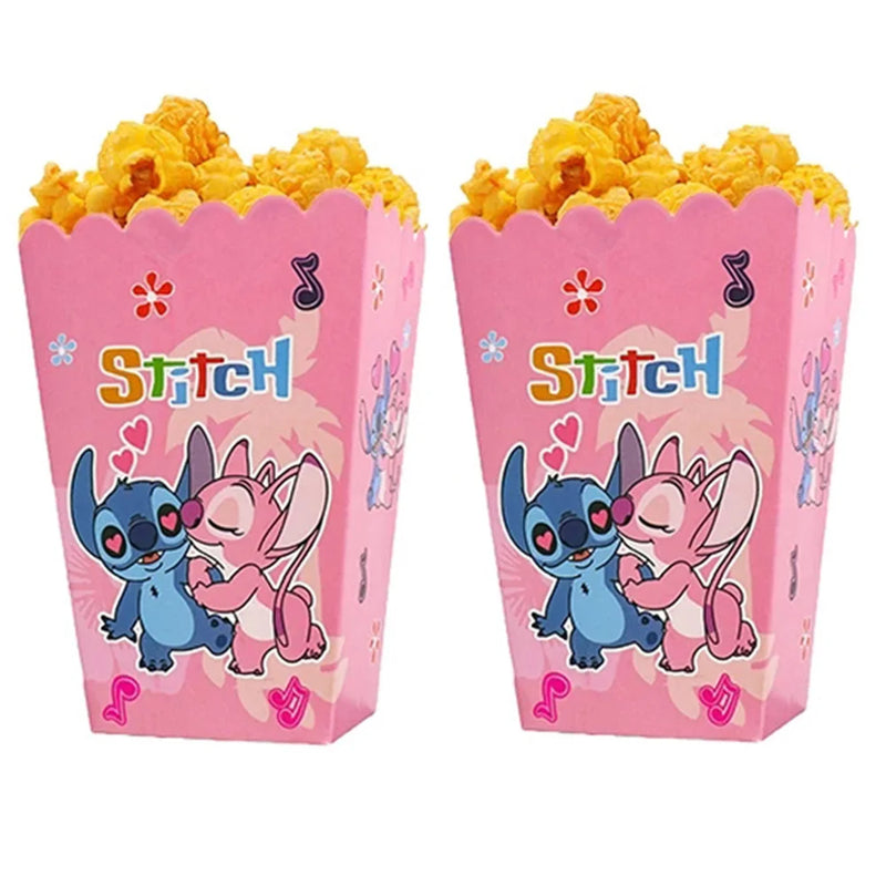 6/12/18/24Pack Lilo&Stitch Party Popcorn Box Baby Bath Party Biscuit Box Stitch Theme Party Birthday Food Box