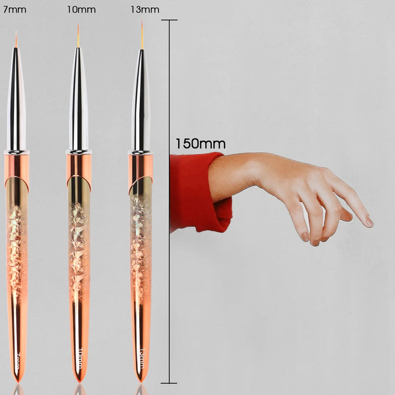 BQAN Rose Gold Nail Art Brush Gradient Gel Nail Brush Line Painting Brushes Nails Crystal Acrylic Liner Drawing Pen