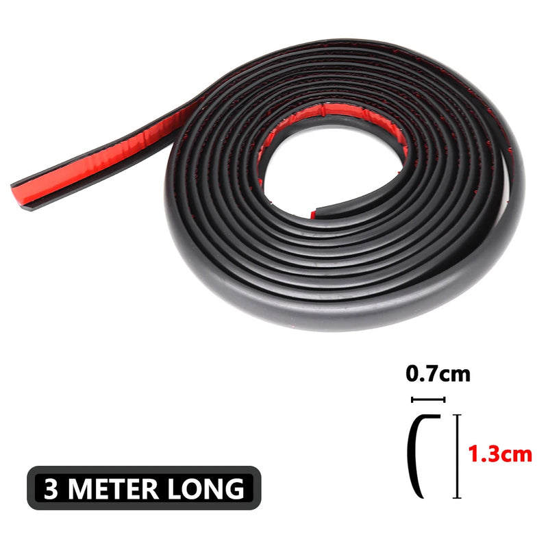 3Meter Rubber Car Fender Extension Wheel Eyebrow Flare Protector Running Boards Mud Flap Edge Sealing Strip Scratch Resistant
