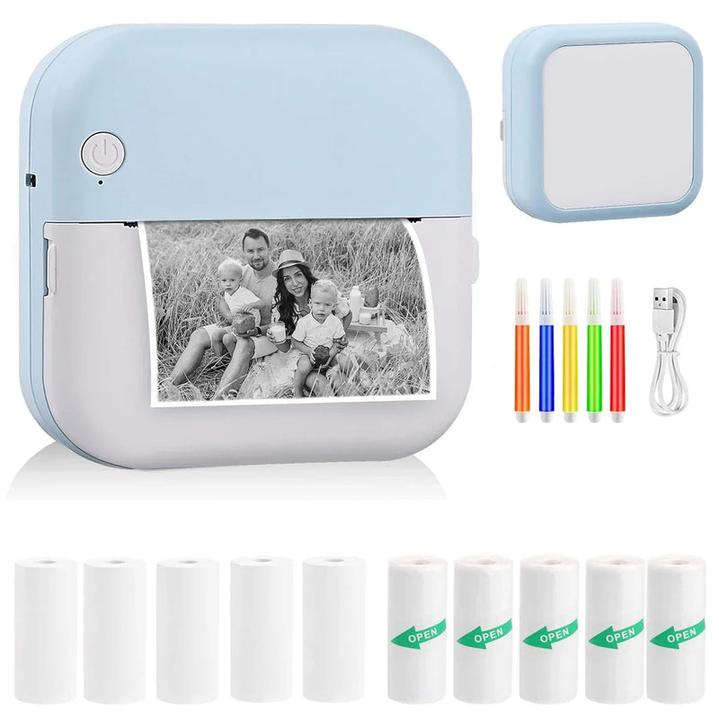 Mini Printer, Portable Thermal Photo Printer, Inkless Sticker Maker Machine for Notes, Photos, Stickers, Labels