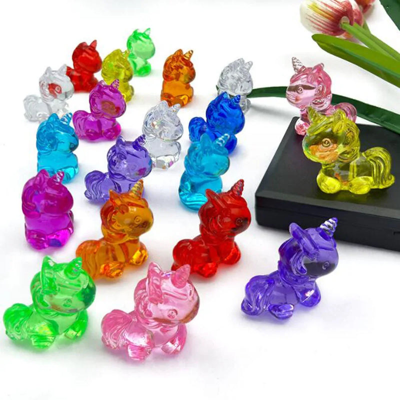 Camal 10pcs Acrylic 28x38mm Mini Unicorns Cute Toys for Kids Birthday Party Favors Guest Gifts School Prizes Goodie Bag Filler