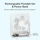 JISULIFE Portable Small Desk Fan Ultra Quiet Table Fan USB Rechargeable  Cooling Fan With 4 Speed Powerful Wind Offices Fan