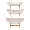 3-Tier Fruit Plate,Snack Dessert Cake Tray Plate Rack for Party Wedding,Fruit Bowl W/ Bamboo Wood Stand,Candy Dish Cake Stand