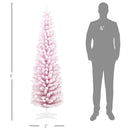 6' Snow Flocked Artificial Christmas Tree Pencil Xmas Tree W/ Branch Tips Pink