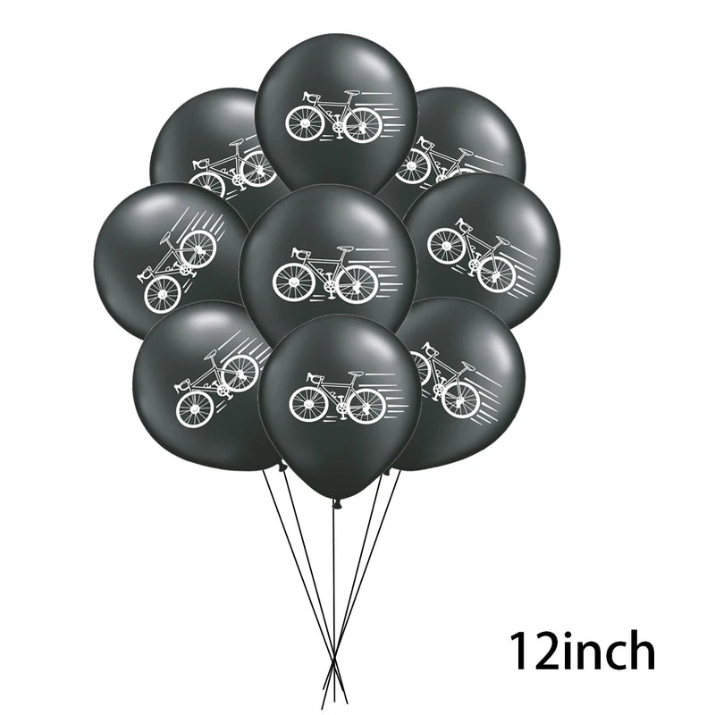 Bike Game Birthday Decorations Bicycle Garland Banner Cycling  Rider Cupcake Toppers Boy Birthday Baby Shower Party Decoration