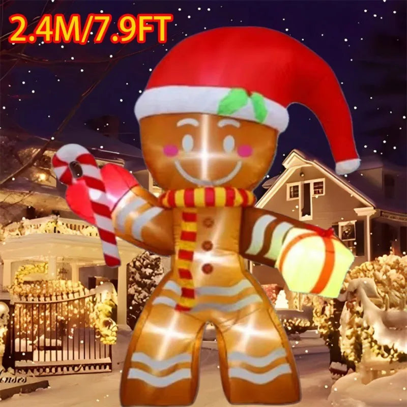 Santa Claus Waving Hand 1.8m Inflate Model Christmas Decoration Glowing Doll Cartoon Giant LED Lamp Party Gifts Outdoor Lawn