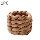 1/6/12PCS Round Napkin Rings Hand-Woven Watercress Napkin Rings Easter Thanksgiving Christmas Table Decorations