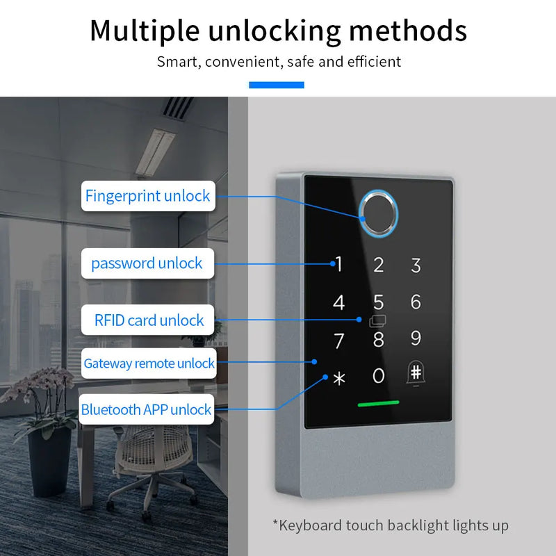 Nfc Tag Fingerprint Sensor Ttlock App 13.56Mhz Ic Reader Access Controller G2 Gateway Wifi Control Ip67 Waterproof Door Lock K3