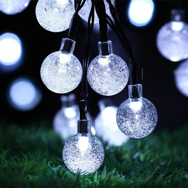LED Ball Garland Lights Fairy String Waterproof Outdoor Lamp Christmas Holiday Wedding Party Lights Decor Solar/Battery Power