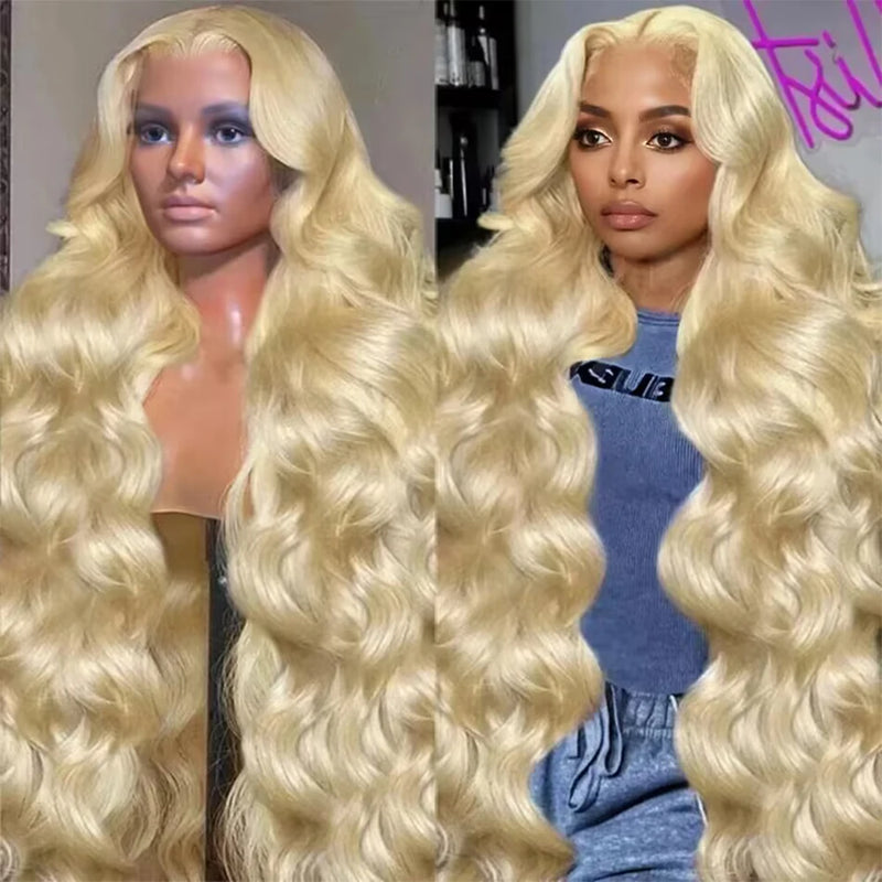 36Inch 613 Body Wave Blonde 13x6 Hd Lace Frontal Human Hair Wig Brazilian Color Water Wave Lace Front Wig For Women 200% Density