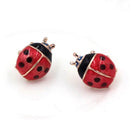 1Pair Insert Earrings Exquisite Paint Stud Earrings Red Oil Ladybug Ear Studs Fashion Handmade Animal Rhinestone Female Jewelry