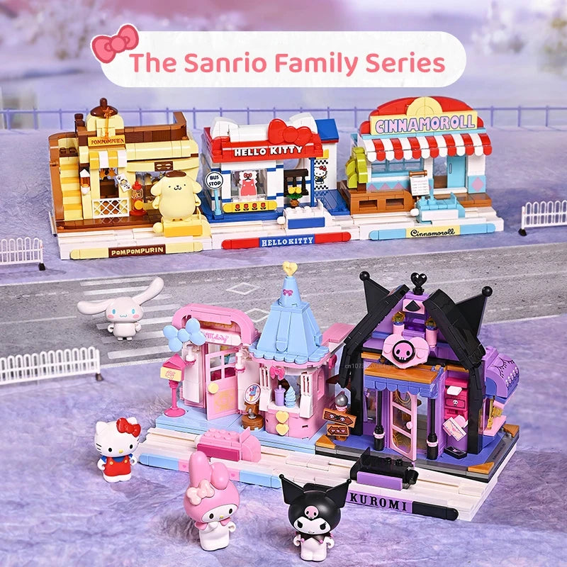 Sanrio Assembled Toy Building Blocks Hello Kitty Kuromi Cinnamoroll My Melody Model Bricks Toy Ornament Children Holiday Gifts