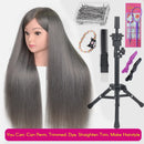 New Female Mannequin Training Doll Head With 70% Real Hair For Hairsyles Hairdressing Cosmetology Dolls Head With Stand Tripod