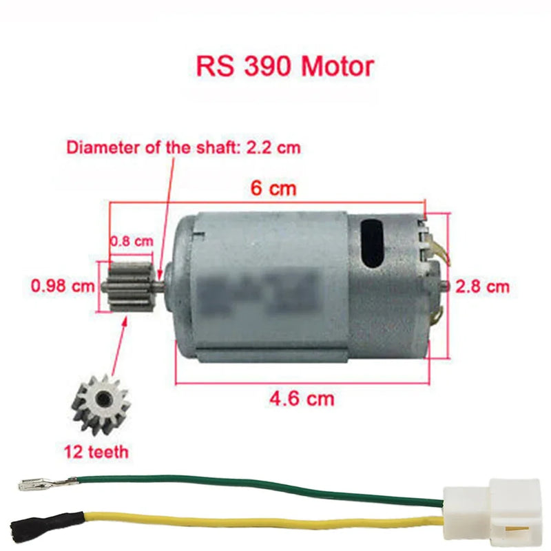 Motors For Kids Electric Car RS550 RS390 RS380 24V 12V 6V DL555 10/12 Teeth Children's Electric Vehicle Motor Replace Tool Part