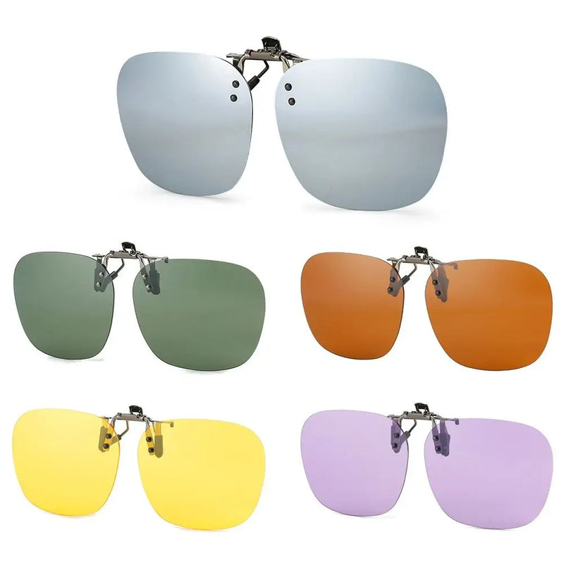 Metal Clip Clip-On Polarized Sunglasses Convenient Rimless Flip-up Sun Glasses for Prescription Glasses UV400 Polygonal Shades