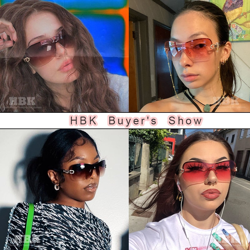 HBK Italy Oversized Gradient Sunglasses Women TOP QUALITY Brand Vintage Lady Summer Style Sunnies Shades Sun Glasses FemaleUV400