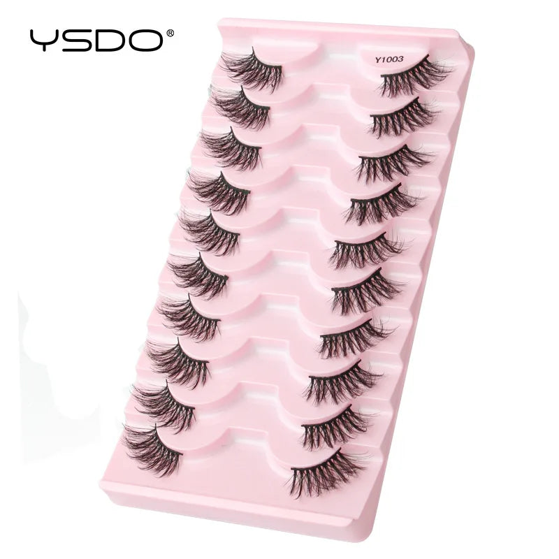 YSDO 5/10 Pairs False Eyelashes Natural Long Faux 3D Mink Lashes Handmade Fake Eyelash Extension Makeup Soft Half False Lashes