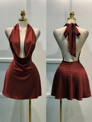 Solid Satin Women's Dress – Back Zipper Open Back Fitted, Vacation Party Evening Wear
