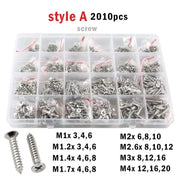 M1 M1.2 M1.4 M1.7 M2 M2.6 M3 M4 Stainless Steel Cross Countersunk Head Wood Screw Set Phillips Flat Head Self Tapping Screws Kit