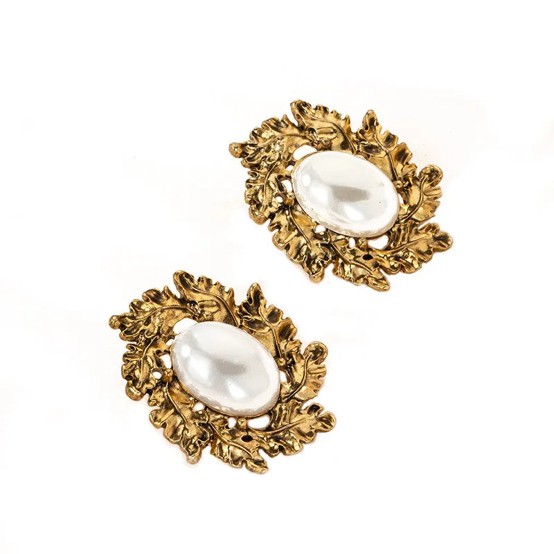 Boho Metal Vintage Geometry Pearl Earrings Elegant Temperament Personality Fashion Earrings For Women Piercing Luxury Jewelry