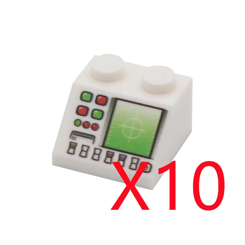 MOC City Building Blocks Character Accessories Mini Brick Audio Computer Brick Control Center Radar Keyboard Pattern Toy K037