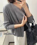 Miyake Pleated Solid Color Top 2025 Summer New Casual Versatile Commuter Long-sleeved Cardigan Jacket