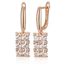 Kinel Unique Natural Zircon Long Square Dangle Earrings for Women Luxury 585 Rose Gold Color Accessories Daily Fine Jewelry