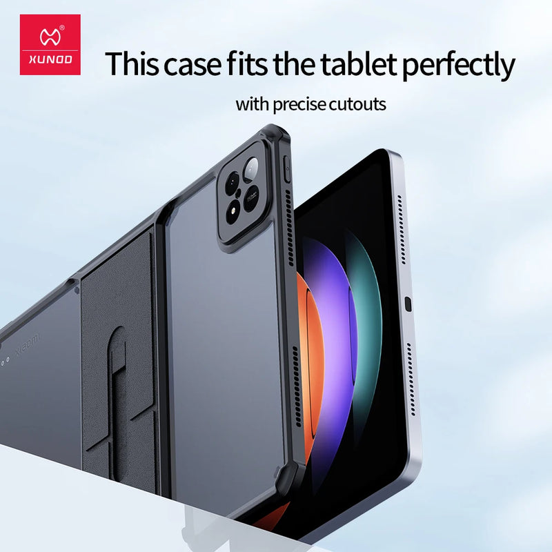 Xundd For Xiaomi Pad 6S Pro 12.4 Case For Pad 6 Pro Shockproof Protective Sleeve Tablet Case Transparent Cover With Stand Holder