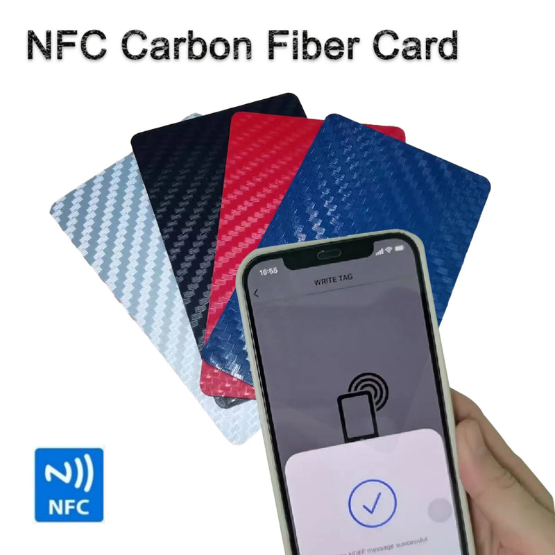 1Piece NFC Carbon Fiber Smart NFC Card NFC Business Card Fast Reading Ntag 215 Blank NFC Card Digital Business Card Social Share