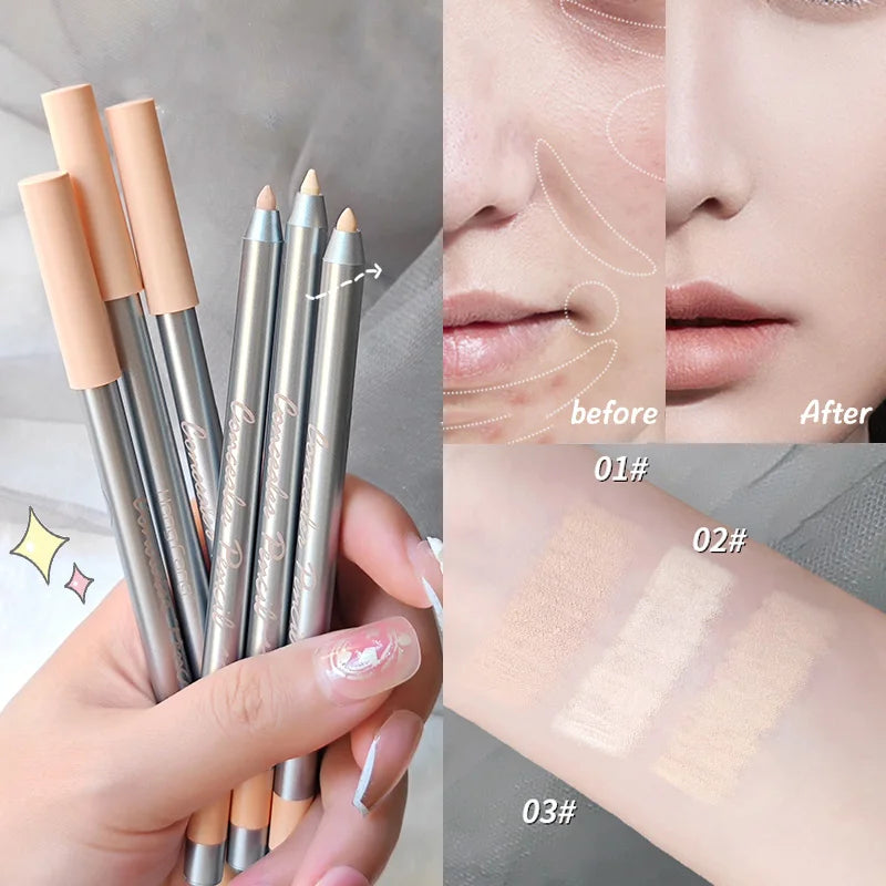 Concealer Pencil Waxy Contour Brighten Silkworm Moisturizing Cover Acne Marks Concealer Stick Natural Matte Finish Face Make Up