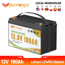 FLLYROWER 12V 180AH LiFePO4 Lithium Battery Pack  With Charger 8000+Cycles BMS 100A For Touring Campers Off-Road Solar Wind
