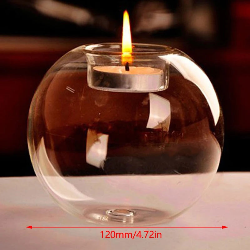 Transparent Glass Candle Holder Wedding Dinner Table Decoration Bar Party Christmas Candlestick Rustic Round Glass Candlestick