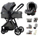 Luxurious Baby Stroller 3 in 1 Portable Travel Baby Carriage Fold Pram High Landscape Aluminum Frame Newborn Infant Stroller