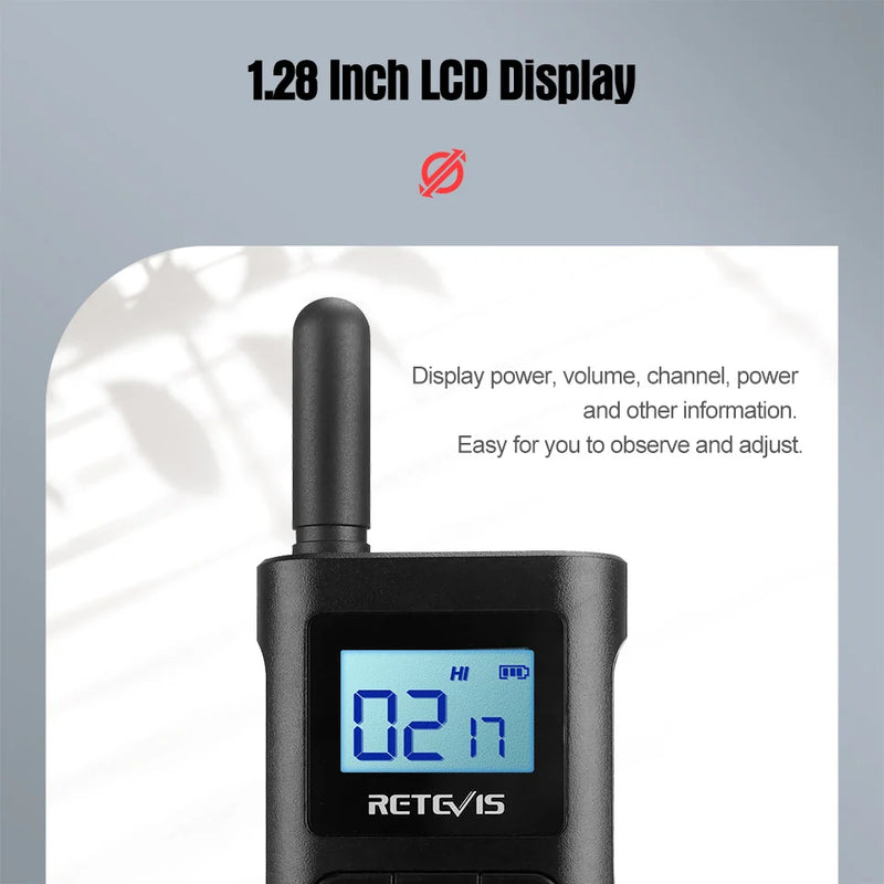 Retevis RB628 Walkie Talkie Rechargeable 1500mAh Portable Two-way Radios Large LCD Screen Emergency For Hunting Camping(2 Pcs)