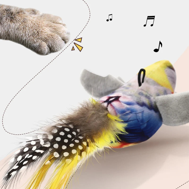 HOOPET Simulation Bird Interactive Funny Cat Stick Toy Furry Feather Bird Sucker Cat Stick Toy Kitten Playing Pet Accessories