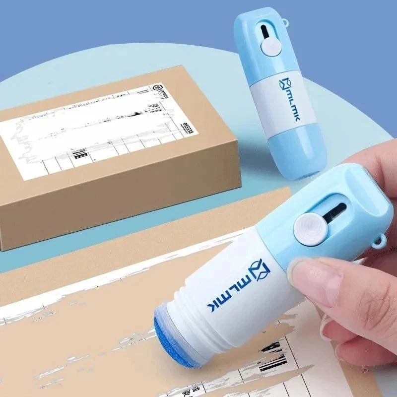 Retractable Box Opener Thermal Paper Correction Fluid With Unboxing Knife Privacy ID Information Blackout Theft Protection Stamp