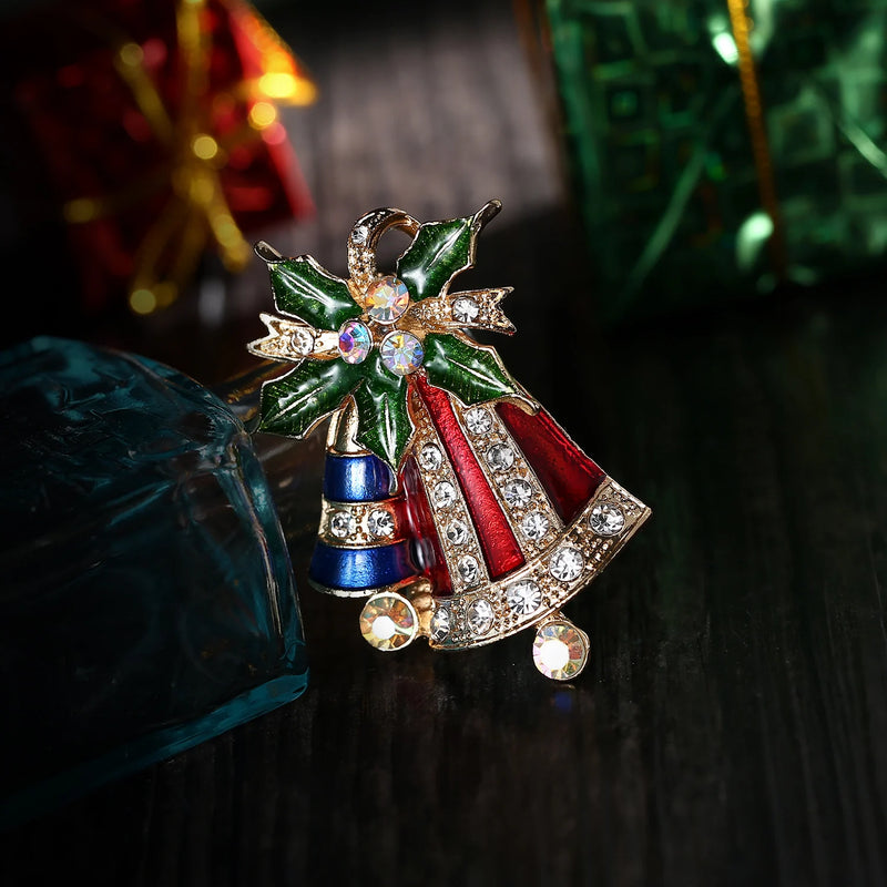 2024 New Exquisite Xmas Enamel Pin Snowman Santa Claus Tree Bells Brooch For Women Christmas Gifts Accessories Fashion Jewelry