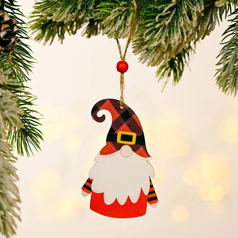 Christmas Wooden Pendant santa car pattern Xmas Tree Hanging Ornaments Christmas Decorations for Home Navidad Gift New Year 2023