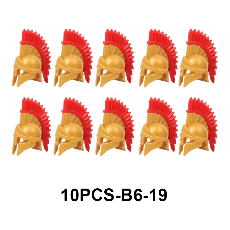 MOC Medieval Accessories Series Building Blocks Military Army Soldier Armour Shield Helmet Sword Crown Weapon Knight Bricks Toys