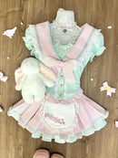 Summer Sweet Preppy Style 2 Piece Sets Women Y2k Kawaii Lolita Design Tops + High Waist Chic Skirt Female Princess Retro Outfits