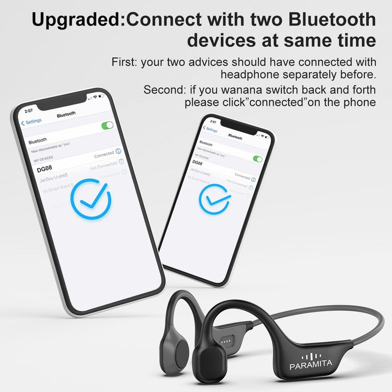 Real Bone Conduction Headphones Bluetooth 5.3 Wireless Earphones Waterproof Sports Headset with Mic for Workouts Running Driving