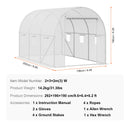 SucceBuy Walk-in Tunnel Greenhouse Hoop House Greenhouse Tunnel Plant House with Steel Frame Green PE Cover Roll-up Zipper Door
