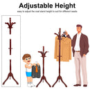 Wood Coat Hat Rack Stand Clothes Hanger Hall Tree Height Adjustable Entryway Clothes Rail