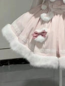 The Rabbitry | Two-Piece Furry Slip Dress and Hooded Cape Set