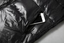 The Obsidian Down | Hand-Crafted Shiny Puffer with White Duck Down Insulation